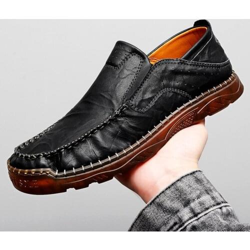 Big Size 38-47 Handmade Shoes Loafers Non-slip Hard-waering Mens Shoes Fashion Soft Breathable New Arrival Casual Leather Shoes