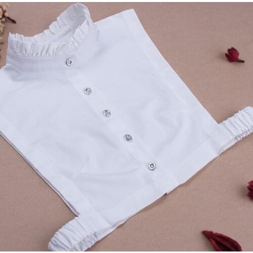 New Cotton shirt White wave female Removable decorative crystal stand turn downn Shirt Decorative girl favouriate women gift