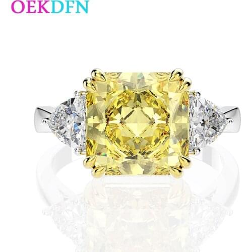 OEKDFN 100% 925 Sterling Silver Ring Women Created Moissanite Citrine Sapphire Gemstone Wedding Engagement Rings Fine Jewelry