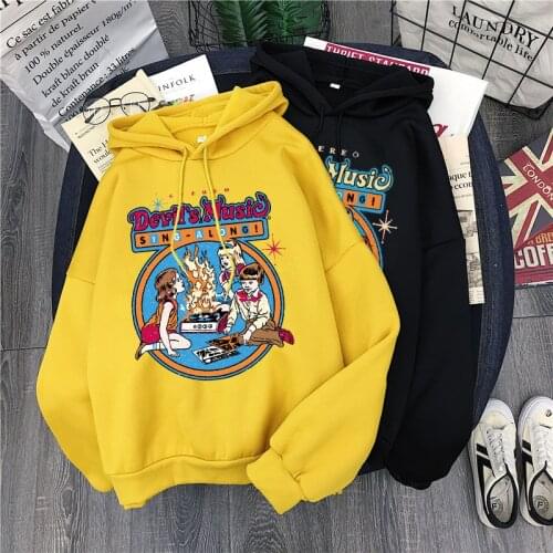 Autumn and winter womens warm hooded sweatshirt female casual cartoon character printing loose thick student hooded sweatshirt