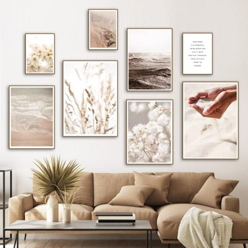 White Flower Beach Waves Hay Hand Sand Nordic Posters And Prints Home Art Canvas Painting Wall Pictures Living Room Home Decor