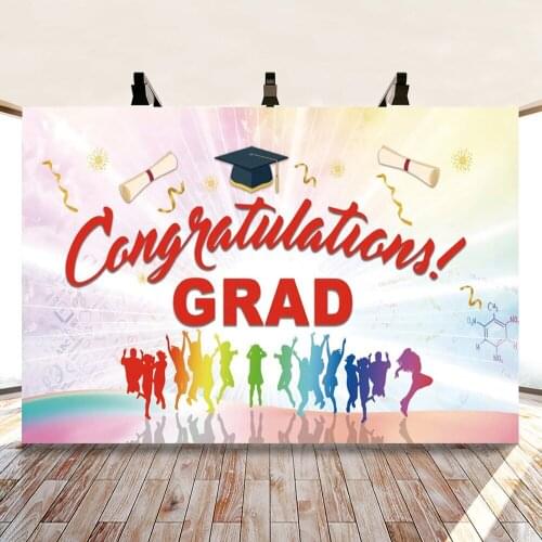 Celebrating Graduation Party Multicolored Balloon Backdrops Photo Background Decorations for Graduates Photography Props