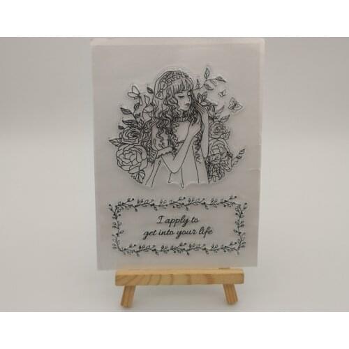 Lovely girl transparent Silicone stencil for DIY Scrapbooking photo album decorative sheets heart