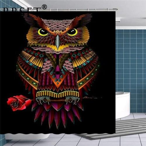 Birds Shower Curtain Ferocious Bird Colored Owl Pattern Waterproof Multi-size Douchegordijn Bathroom Decor with 12 Hooks