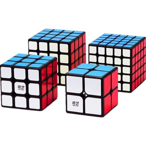 Qiyi Speed Cube Set Magic Cube Include 2x2 3x3x3 4x4x4 5x5x5 Black Cube for Brain Training Childrens Education Toys