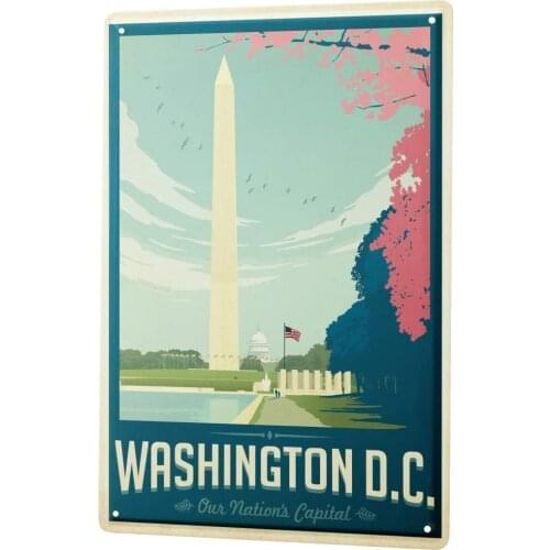 SINCE 2004 Tin Sign Metal Plate Decorative Sign Home Decor Plaques Retro Wall Art Metropole Washington D. C. Metal Plate 8X12