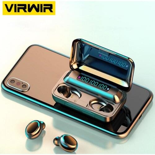 VIRWIR F9 Bluetooth 5.0 Earphone TWS Fingerprint Touch Hands-free Headset HiFI Stereo In-ear Earbuds Wireless Headphone With Mic