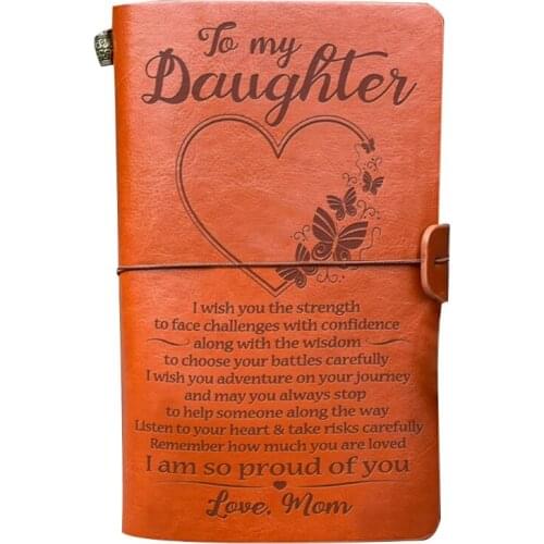 W3JD Vintage Leather Sketch Book Handmade Journal Notebook Diary Hand Account to My Daughter Schedule Notepad Stationery School