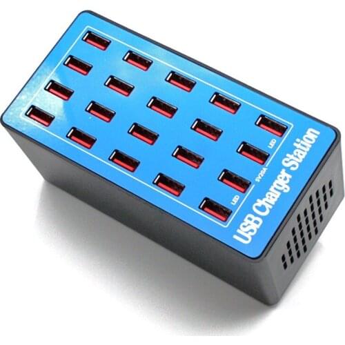 Mobile Phone High Power 100W Intelligent 20 Port USB 5V 20A Charger Head Universal Mobile Phone Charging Station