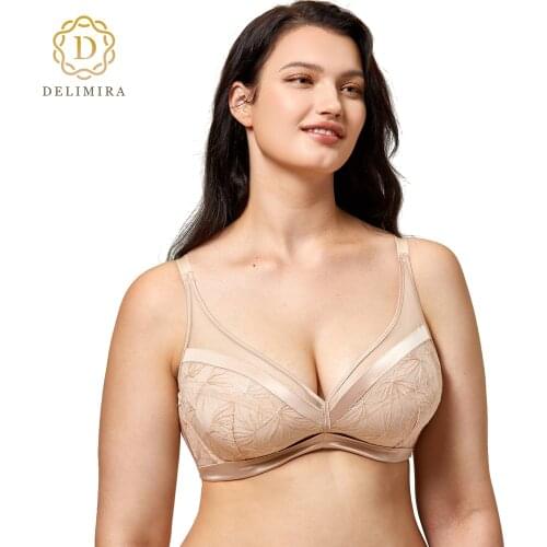 Womens Lace Unlined Plus Size Sheer Underwire Full Coverage Bra