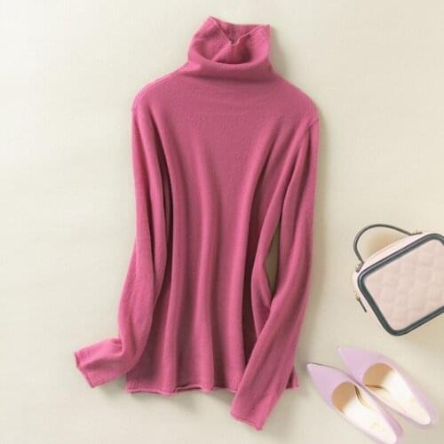 Ladies top high neck cashmere sweater pure color casual Korean knitted wool pullover long sleeve all-match knitted sweater 2020