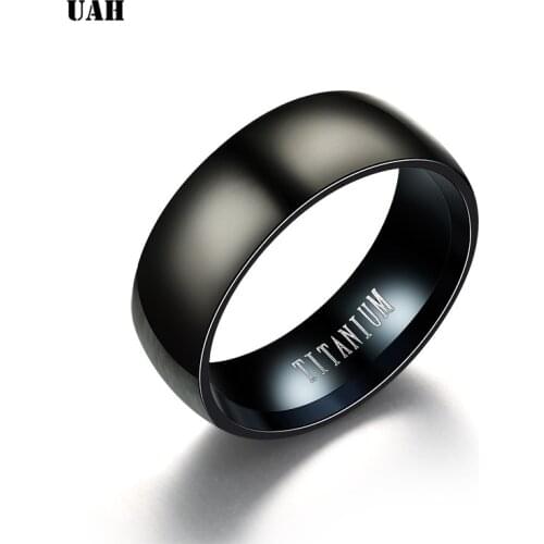 UAH 2019 New black Titanium Steel finger ring for men rings Women Glossy accessories Ring Jewelry Couple fashion Rings