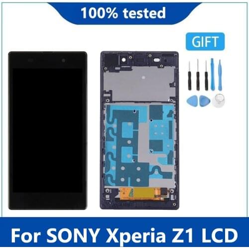 Tela Original Display For Sony Xperia Z1 L39H L39 C6902 C6903 C6906 LCD Display Touch Screen Digitizer Assembly with frame