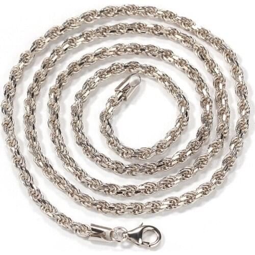 18"-30" S925 Sterling Silver 3mm Rope Chain Luxury Twist Link Chain for Men Women 925 Sterling Silver Jewelry Gold Silver Color