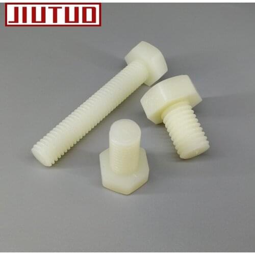 10PCS M12*10/15/20/25/30/40/50 white nylon screws full thread outer hex Insulation screw 12mm External hex screw bolt