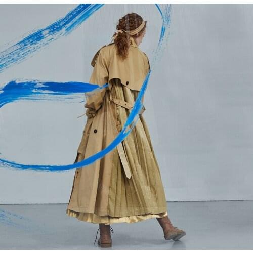 2020 Original Design Spring Women Vintage Elegant Windbreaker Retro British Style Khaki Cotton Long Trench clothes