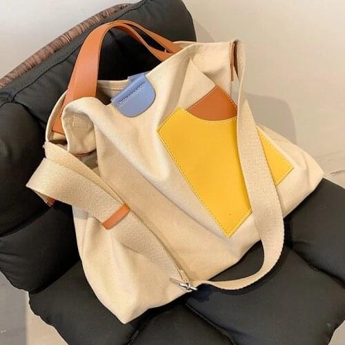 2021New Women High Capacity Canvas Big Shoulder Crossbody Bag Fashion Casual Travel Handbags and Purses Environmental Protection