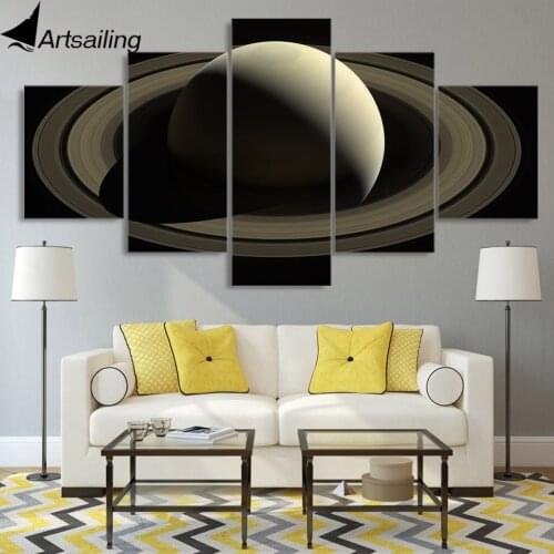 5 piece canvas painting beautiful Saturn posters and prints planet canvas painting for living room free shipping XA-2149B