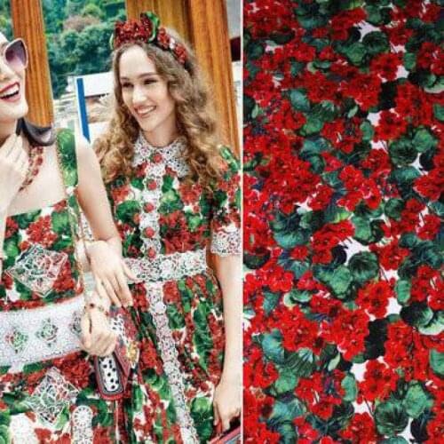 50X140cm Pelargonium Stain Fabric Spring Summer Diy Dress Cheongsam Shirt Pants Fabric Sewing Quilting Fabrics For Patchwork