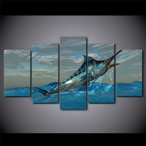 5pcs diy Diamond Painting Cross Stitch Jumping Marlin Tuna Fish full square Diamond Mosaic beaded Embroidery Rhinestones H268