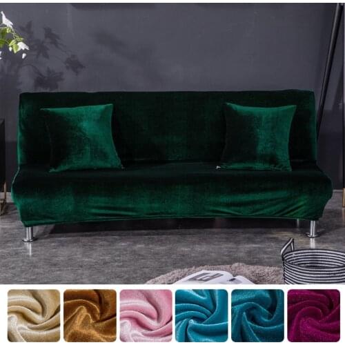 Velvet Fabric Armless Sofa Bed Cover Universal Size Big Size Slipcovers Stretch Covers Cheap Couch Protector Elastic Bench Cover