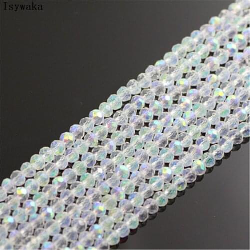 Isywaka White AB Color 1800pcs 2mm Rondelle Austria faceted Crystal Glass Beads Loose Spacer Round Beads for Jewelry Making