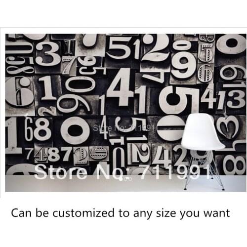 Free shipping custom Black and White Letterblock Mural