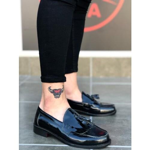 BA0062 Tassels Corcik Black Japanned Leather Classic Men 'S Women 'S Unisex Shoes