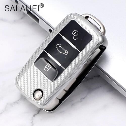 Color Carbon Fiber TPU Car Key Case Cover For VW Golf Bora Jetta POLO GOLF Tiguan Passat B5 B6 B7 Skoda Octavia A5 Scirocco MK6