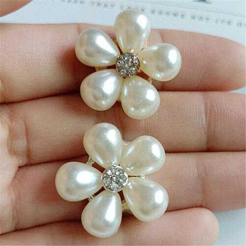 10pcs 24mm Metal Alloy KC Gold Crystal Imitation Pearl Flowers DIY Handmade Accessories For Jewelry Making
