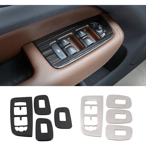 For Volvo XC60 LHD 2018 2019 2020 Inner Door Armrest Window Lift Switch Button Panel Cover Stainless Steel Trim Sticker