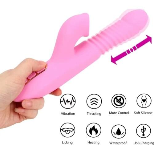 Dildo Thrusting Heating Tongue Licking Vibrator 7 Speed Clitoral Stimulation G Spot Vibrators Sex Toys For Women