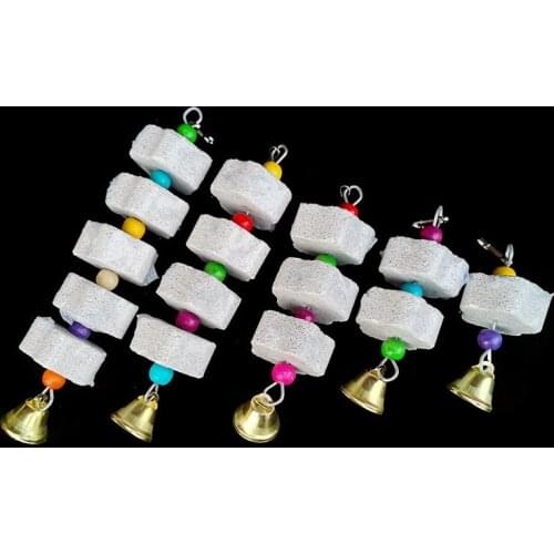 1Pcs Birds Parrot Grinding Stone Chewing Toy Parakeet Toy Grinding Stone for Parrot Hang Style Mineral Bird Cage Toy