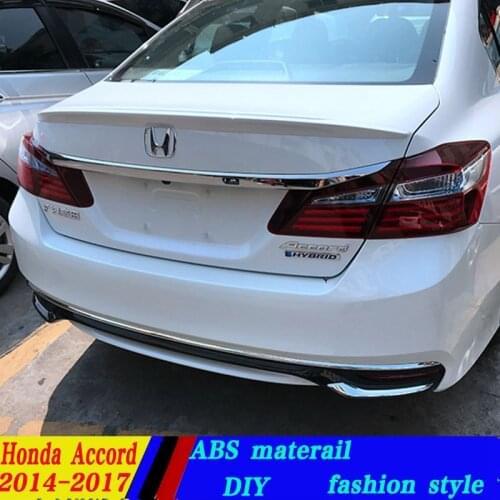 Use for honda 2014-2017 model accord lip spoiler High Quality ABS Material Car Rear Wing Primer Color Rear Spoiler for accord