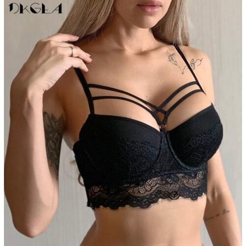 Classic Black Sexy Bra Push Up Brassiere Lace Bandage Embroidery Lingerie Women Thick Gather Underwear Cotton Bras A B C Cup