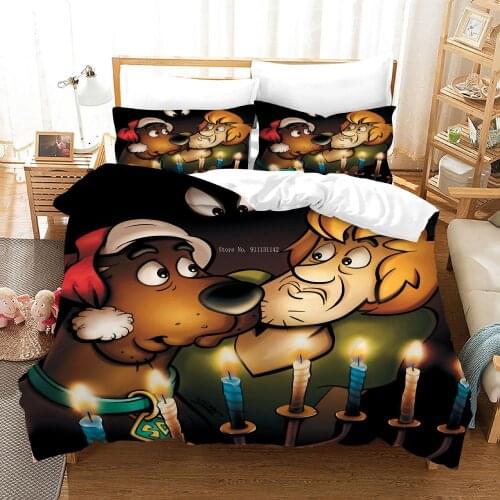 Cute Scoob Printed Bedding Set Single Double King Queen Bedding Bedding Pillowcase Children Adult Bedroom Home Textile