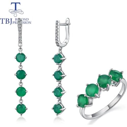 Hot sales natural green agate jewelry set 925 sterling silver fashion fine jewelry for girl & women anniversary or daily wear