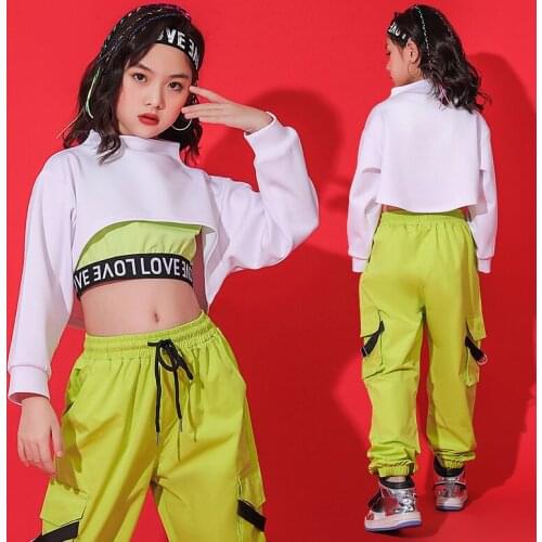 Girls Catwalk Fashion Hip Hop Clothes ChildrenS Stage Costumes Cheerleading Hiphop Jazz Performance Clothes Rave Wear DQS6158