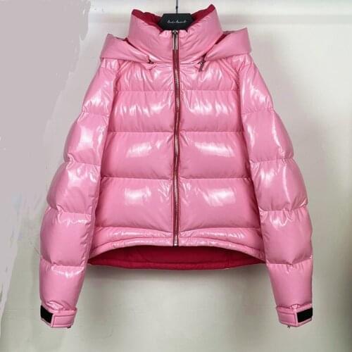 Fashion Womens Hooded Shiny Thicker Warm Goose Down Coat Female Winter Bread Style Glossy Down Parkas Waterproof Coats wy223