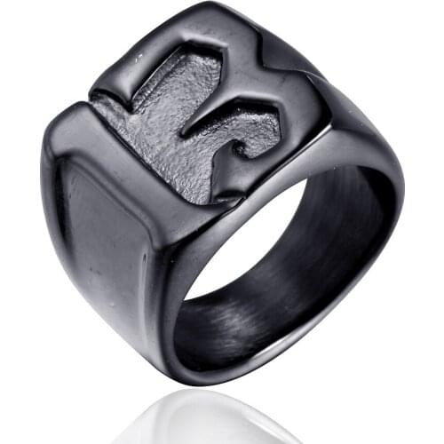 Megin D Stainless Steel Titanium Number 13 Gothic Motor Punk Hip Hop Vintage Rings for Men Women Couple Friends Gift Jewelry Ane