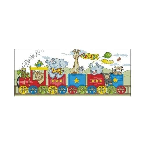 Magazine-Animal Train Needlework,For Embroidery,DIY 14CT Unprinted Arts Cross stitch kits Set Cross-Stitching Home Decor
