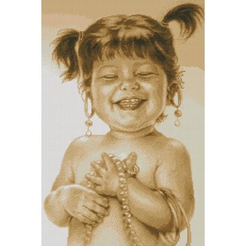 Cute girl happy kid baby Sewing kit Top Quality Embroidery Needlework 14CT Unprinted Art Cross Stitch Kits DIY Handmade Decor