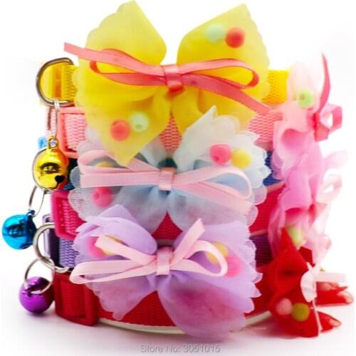 24pcs Pet Cat Collar Bow with Bell Breakaway Fashion Adjustable Kitten Cat Tie Cat Neck StrapColorful Accessories Pet Supplies