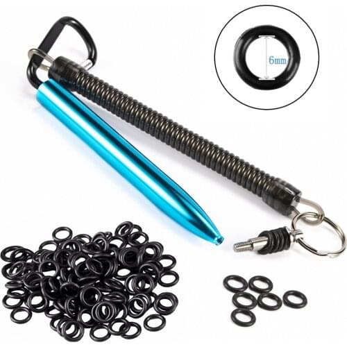 Wacky Worm Rig Tool With Carabiner 100Pcs O Rings Kits 6mm Senko O Ring Tool For Soft Baits Lures Fishing Tackle Accessories
