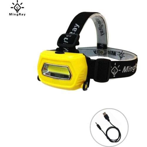 MINGRAY 3W Headlamp 3 molds USB Rechargeable Adjustable Size for fishing LED Headlight Flashlight on head camping COB Torch