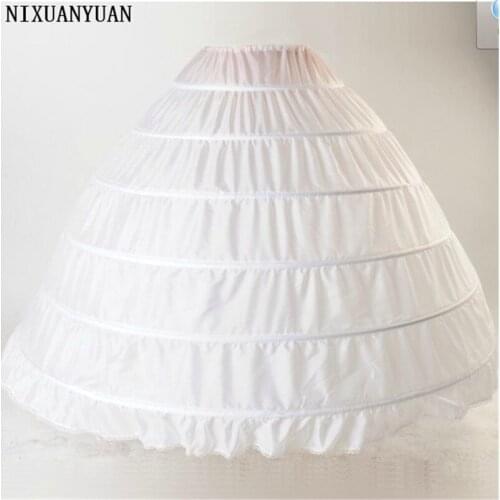 NIXUANYUAN White Hollow Petticoat Plus Size 2021 New 6 Hoops Wedding Petticoats Ruffles Crinoline for Girls Underskirt