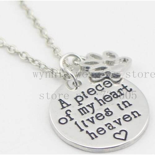 2016 New Pet Loss Remembrance " A Piece of My Heart Lives In Heaven" Hand Stamped Necklace Dog Cat Pet Memorial Memento Jewelry