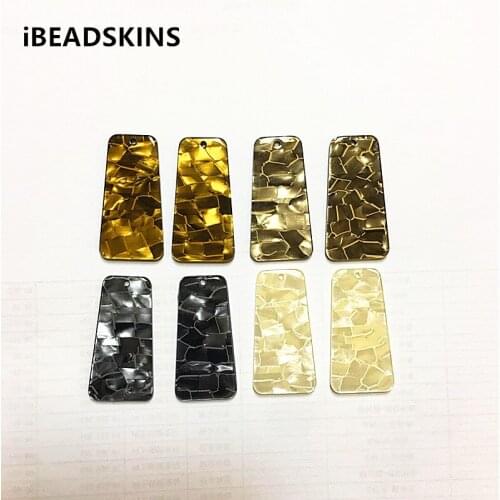 New arrival! 37x19mm 100pcs/lot Trapezoid shape acrylic Imitation marble charms for earring/Jewelry making(As shown)