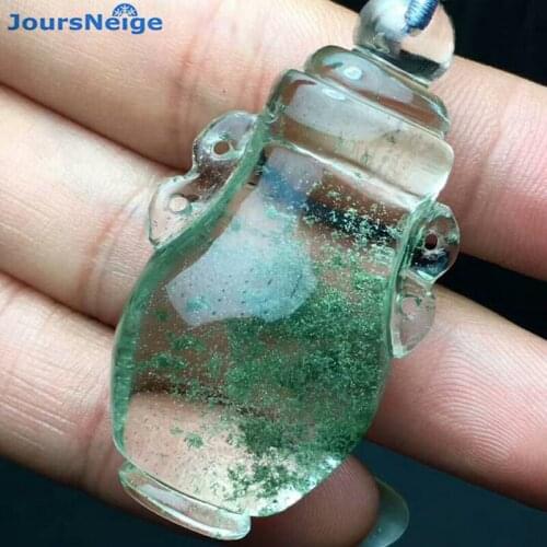 Wholesale Green Ghost Natural Crystal Pendant Hand Carved Gourd Bottle Necklace Lucky for Women Men Fashion Simple Jewelry