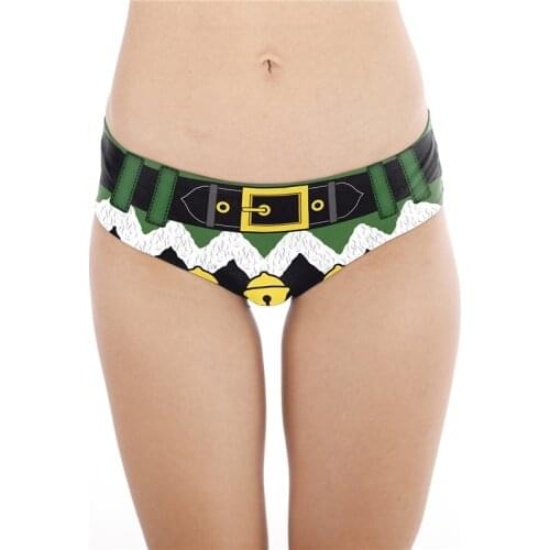 Sexy Christmas Elf 3D Printed Christmas Panties for Women Cute Girls Christmas Holiday Xmas Tangas Plus Size